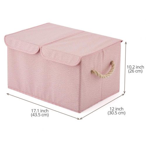  EZOWare Large Storage Boxes [2-Pack] Large Linen Fabric Foldable Storage Cubes Bin Box Containers...