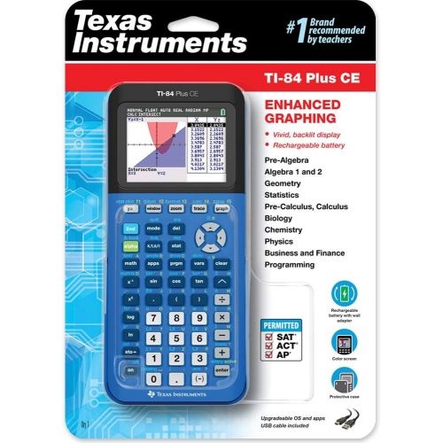  [아마존베스트]Texas Instruments 84PLCE/TBL/1L1/X TI-84 Plus CE Graphing Calculator, Bionic Blue