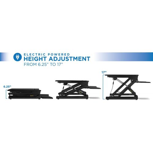  Mount-It! Electric Standing Desk Converter, Motorized Sit Stand Workstation, Ergonomic Height Adjustable Tabletop Desk, Black
