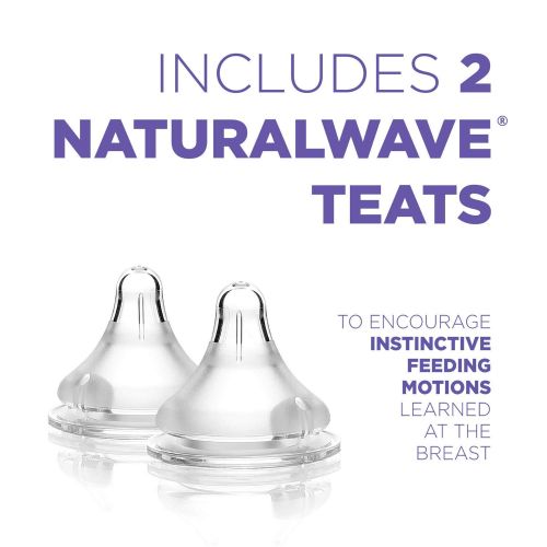란시노 [아마존베스트]Lansinoh NaturalWave Slow-Flow Silicone Nipples, 2 Count, Natural Bottle Nipples, Reduces Nipple Confusion, Anti-Colic, BPA and BPS Free, Nursing Essentials