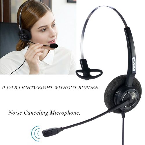  AAA ARAMA Arama RJ Headset Wired Monaural with Noise Canceling Microphone for Call Center Cisco 7941 7975 Office IP Phones or Telephone Systems with Plantronics M10 M12 M22 MX10 Amplifiers(A