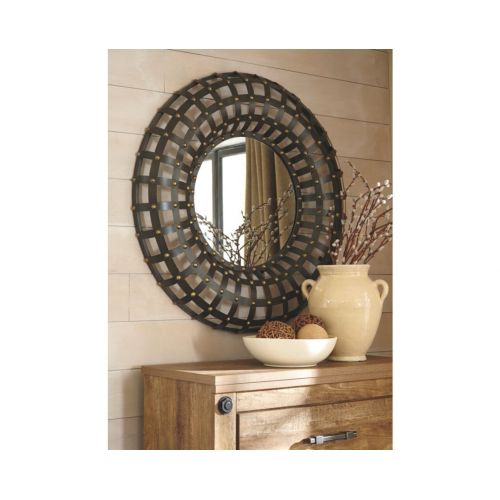  Signature Design by Ashley A8010017 Metal Mirror, Ogier Brown/Gold