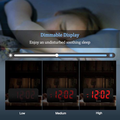  DreamSky 7.3 Inches Large Alarm Clock Radio, FM Clock Radio, 2 Inches Digit Display with Dimmer, USB Charging Port, Adjustable Alarm Volume, Weekday Display, Snooze, Sleep Timer, D