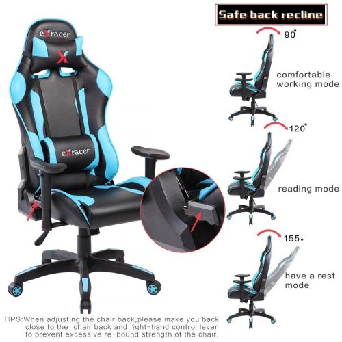  Anji Modern Furniture PU Leather Multi-Function Computer Gaming Chair,High Back Racing Style Executive Office Chair with Lumbar Support and Headrest