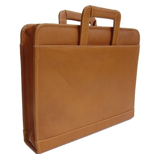  Piel Leather Three-Ring Binder with Handle, Saddle, One Size