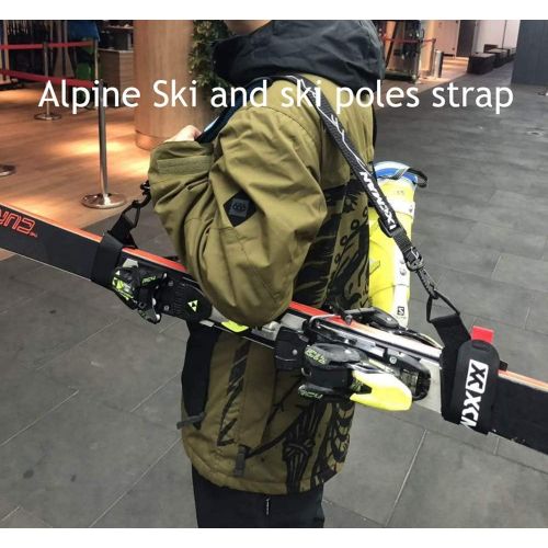  [아마존베스트]XCMAN Ski Carrier Straps Bonus- Shoulder Sling Cushioned Velcro Holder - Protects Skis Poles from Scratches Damage - Downhill Backcountry Snow Gear Accessories