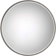 Uttermost 09252 Stefania Antiqued Silver Beaded Round Wall Mirror