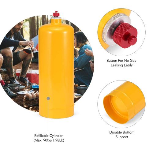  Walmeck- Refillable 1.98Lb Propane Cylinder Tank Steel Tank Propane Cylinder for Outdoors Travel Hiking Camping