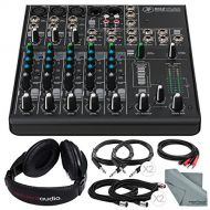 Photo Savings Mackie 802VLZ4, 8-channel Ultra Compact Mixer with Onyx Preamps and Basic Accessory Bundle w Headphones + 5X Cables + Fibertique Cloth
