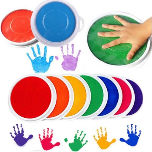  [아마존베스트]Gbell Colors DIY Ink Pad Stamp,Finger Painting Craft Cardmaking Large Round for Kids Children, Assorted 8 Colors