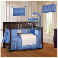 BabyFad Minky Blue 10 Piece Baby Crib Bedding Set