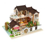 Kisoy Miniature DIY Dollhouse Kit with Furniture Accessories Creative Gift for Lovers and Friends (Dream in Ancient Town) with Dust Proof Cover and Music Movement