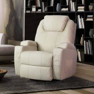 Esright Massage Recliner PU Leather Ergonomic Lounge Heated Chair 360 Degree Swivel Recliner (Black)