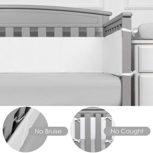 [아마존핫딜][아마존 핫딜] TILLYOU Baby Safe Crib Bumper Pads for Standard Cribs Machine Washable Padded Crib Liner Thick Padding for Nursery Bed 100% Silky Soft Microfiber Polyester Protector de Cuna, 4 Pie