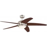 Westinghouse Lighting Westinghouse 7255700 Bendan 52-Inch Satin Chrome Indoor Ceiling Fan, Light Kit with Opal Frosted Glass, Remote Control Included