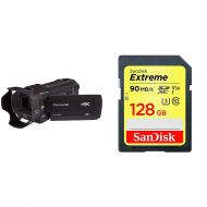 Panasonic PANASONIC HC-VX981K 4K Camcorder, 20X LEICA DICOMAR Lens, WiFi Smartphone Twin Video Capture (USA Black) with SanDisk Extreme 128GB Card