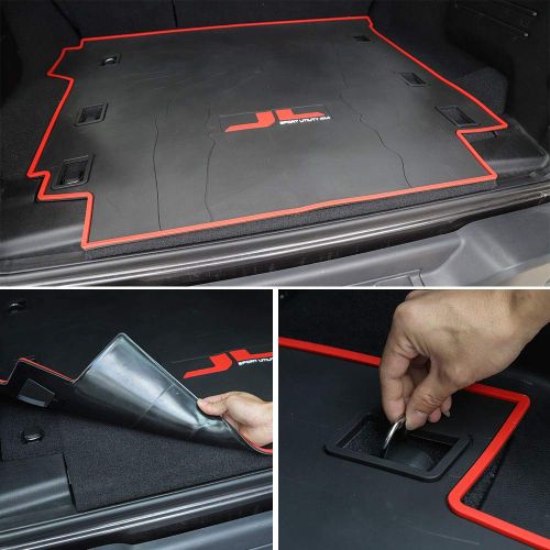  RT-TCZ Red Carpet Rubber Leather Floor Cargo Trunk Liner Tray Mat Pad for Jeep Wrangler JL 2018 Up