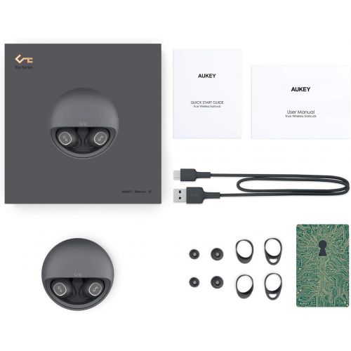  [아마존 핫딜]  [아마존핫딜]AUKEY Key Series T10, True Wireless Earbuds with Charging Case, Bluetooth 5, 7h+17h Playtime, Deep Bass, USB-C & Qi Wireless Charging, Secure Fit, Touch Control, IPX5 Water-Resista