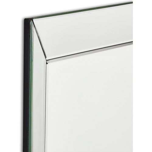  Hamilton Hills Large Framed Wall Mirror with 3 Inch Angled Beveled Mirror Frame | Premium Silver Backed Glass Panel Vanity, Bedroom, or Bathroom | Mirrored Rectangle Hangs Horizontal or Vertical