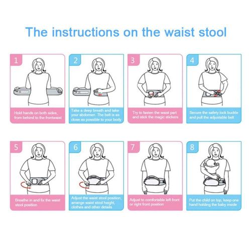  Aolvo Baby Hip Seat Belt,Baby Hip Seat Carrier,Baby Infant Hip Seat Carrier,Toddler Waist Seat Stool Carrier Convinent Baby Front Carrier Adjustable Strap and Mesh Pocket