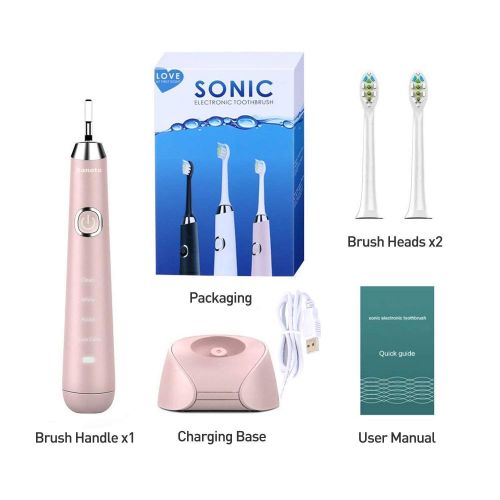  SANOTO Sonic Electric Toothbrush,Sanoto IPX7 Waterproof Wireless Rechargeable Toothbrush with 2 Replacement...