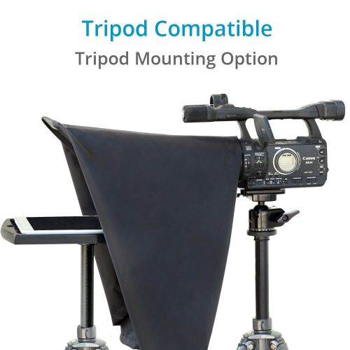  FILMCITY Filmcity Universal Tablet Teleprompter for iPad/Tablet/Tab/Smartphone/iPhone/DSLR Video Camera | Tripod Compatible, Includes Hand Gloves + Travel Bag (FC-TP100)