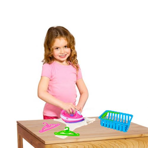  Dazzling toys dazzling toys Toy Iron Set | Happy Family Kids Pretend Play Ironing Set Includes Ironer, Laundry Basket, and Accessories.