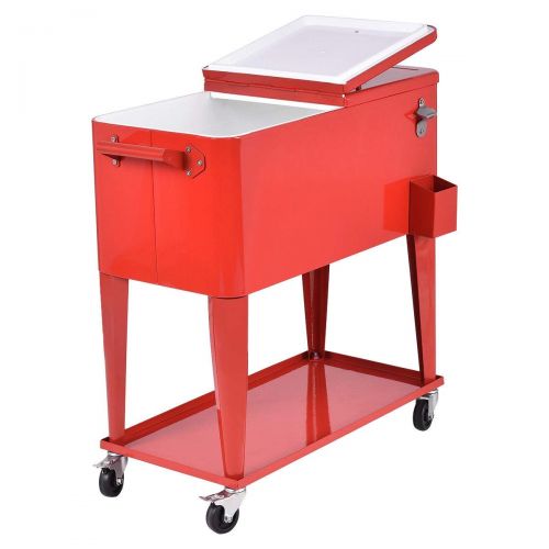  GraceShop 80 Quart Outdoor Patio Rolling Steel Construction Cooler The Cooler cart Keeps Your Guests Happy by Adding a Level of Service to Your Next Gathering.