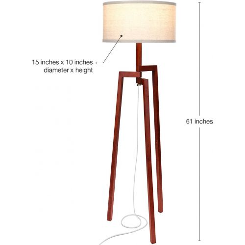  Brightech New Mia LED Tripod Floor Lamp Modern Design Wood Mid Century Modern Light for Contemporary Living Rooms- Rustic, Tall Standing Lamp for Bedroom, Office- Havana Brown