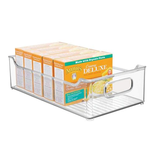  Brand: mDesign mDesign Wide Stackable Plastic Kitchen Pantry Cabinet, Refrigerator or Freezer Food Storage Bin with Handles - Organizer for Fruit, Yogurt, Snacks, Pasta - BPA Free, 14.5 Long, 4 P