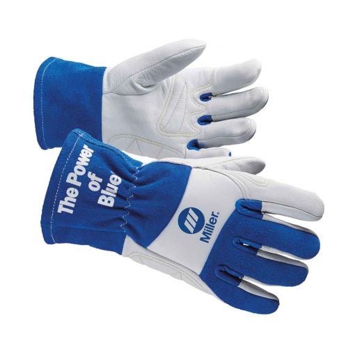  Miller Electric Welding Gloves, M, Wing, 10In, BlueWhite, PR
