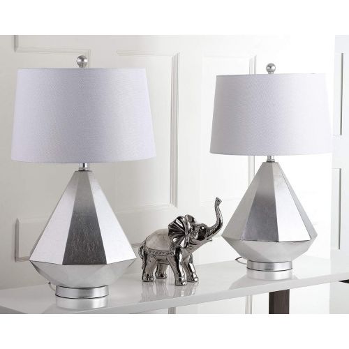  Safavieh TBL4046A-SET2 Lighting Collection Twain Silver Leaf Table Lamp