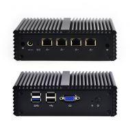 Qotom-Q190G4N-S08 Mini Computer Quad Core 4 Ethernet Ports Intel J1900 Support Pfsense as Router Firewall Mini PC (4G RAM + 32G SSD)