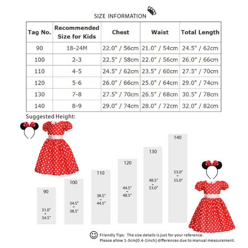  FYMNSI Girls Polka Dots Princess Dress Birthday Party Cosplay Pageant Fancy Costume with Mouse Ear Headband