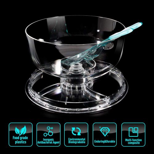  Mastertop Big Size 6-in-1 Acrylic Plastic Cake Stand with Domed Cover and 2Pcs Spoons and Multifunction Desserts Salad Plate Bowl 12.6X6.6X12.6In