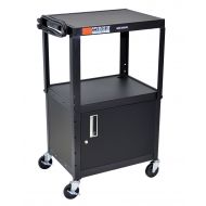 Luxor Multipurpose Adjustable Height Steel A/V Utility Cart with Cabinet - Black