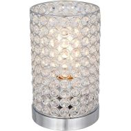 Rivet Modern Glam Chrome Torchiere Floor Lamp, 71 H, With LED Bulb, Glass Beads