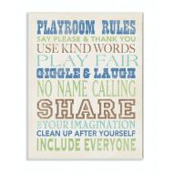The Kids Room by Stupell Stupell Home Decor Playroom Rules Typography in Blues, Green and Brown Canvas Wall Art, 16 x 20, Multi-Color