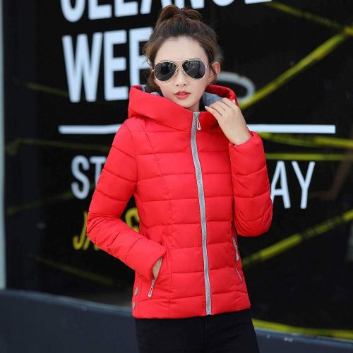  JESPER Women Winter Warm Short High Neck Down Coat Hooded Thick Slim Jacket Overcoat