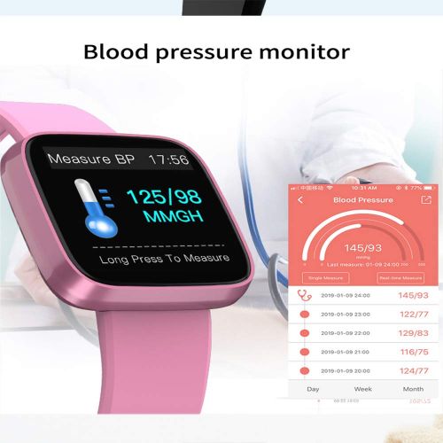  Admier Activity Trackers Wearable Wristband HR-Armband-Armband Android IOS SMS SNS Erinnern 8 Sportmodi Schlaf Blutdruckmessgerat Frauen Manner Kinder Smart Watch,Pink