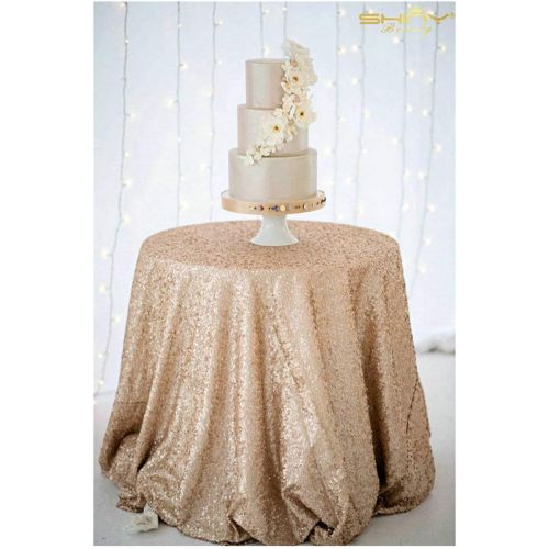  ShiDianYi 72 Round Champagne Sequin Tablecloth