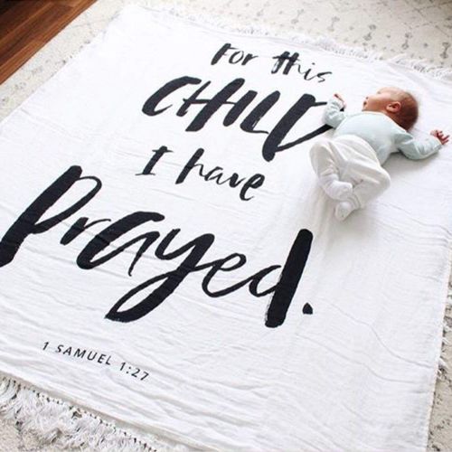  Bamboo Cotton Muslin Swaddle Blanket by Baby Octopi - 1 Samuel 1:27 - for This Child I Have Prayed -...