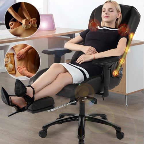  BestOffice Gaming Chair Ergonomic Swivel Chair High Back Racing Chair, with Footrest, Lumbar Support and Headrest (Massage Chair Black)