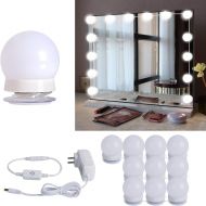 [아마존 핫딜] [아마존핫딜]Brightown Hollywood Style LED Vanity Mirror Lights Kit with 10 Dimmable Light Bulbs For Makeup Dressing Table and Power Supply Plug in Lighting Fixture Strip, Vanity Mirror Light, White (No