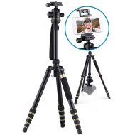 HUTACT Tripod Camera for DSLR, Monopod Kit 360°Ball Head with Quick Release Plate, Lightweight Portable Adjustable Compact Travel Camera Tripod Stand, with a Belt, Adapter Mount an