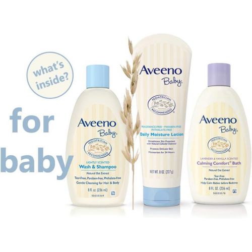  [아마존베스트]Aveeno Baby Daily Bathtime Solutions Gift Set to Nourish Skin for Baby and Mom, 4 items