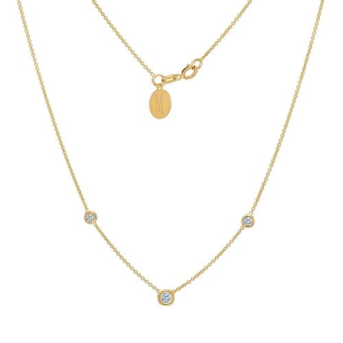  TOUSIATTAR JEWELERS TousiAttar Diamond Necklace Solitaire Pendant - Solid 14k or 18k Yellow Gold - 0.20 ct White Stone  Free Personalized Disc Engraving- Nice April Birthstone Gift