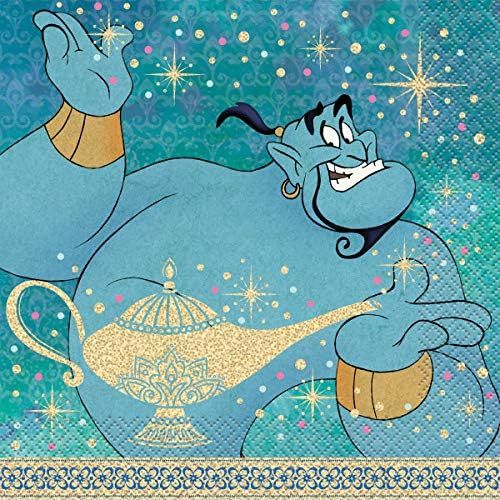  Aladdin Theme Birthday Party Supplies Set Serves 16 - Tablecover, Banner Decoration, Plates, Napkins, Cups and Candles - Jasmine and Aladdin