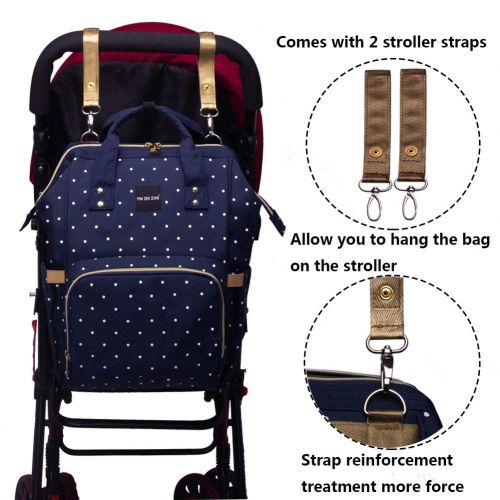  PIN ZHI ZAN Diaper Bag Backpack, Baby Nappy Changing Bags Multifunction Waterproof Travel BackPack with Insulated Pockets Stroller Straps and Built-in USB Charging Port,