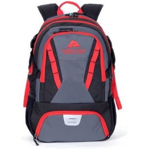 오자크트레일 Ozark Trail 35L Choteau Heavy-duty Ripstop Material, Hydration-compatible, Multiple Storage Compartment, Daypack Backpack with 2 Water Bottle Pockets, Black/Red